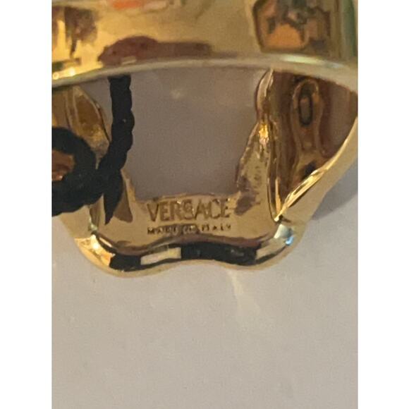 Versace Gold Color Metal & Crystal Medusa Head Curve Ring - 8.5 - Unisex - Picture 7 of 10